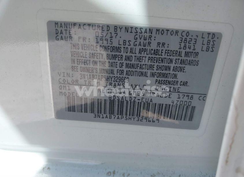 Photo 9 of 2017 Nissan Sentra SV (VIN 3N1AB7AP5HY329669)