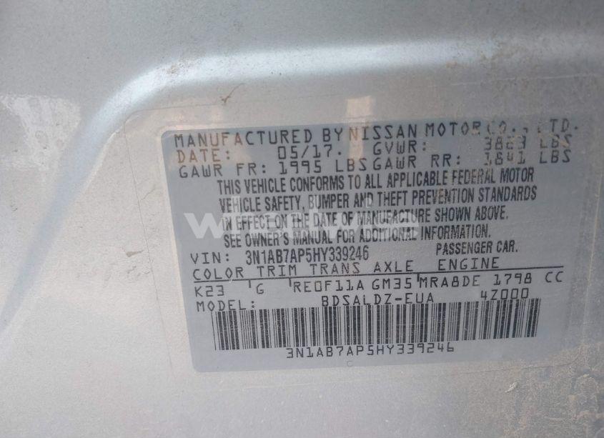 Photo 9 of 2017 Nissan Sentra SV (VIN 3N1AB7AP5HY339246)