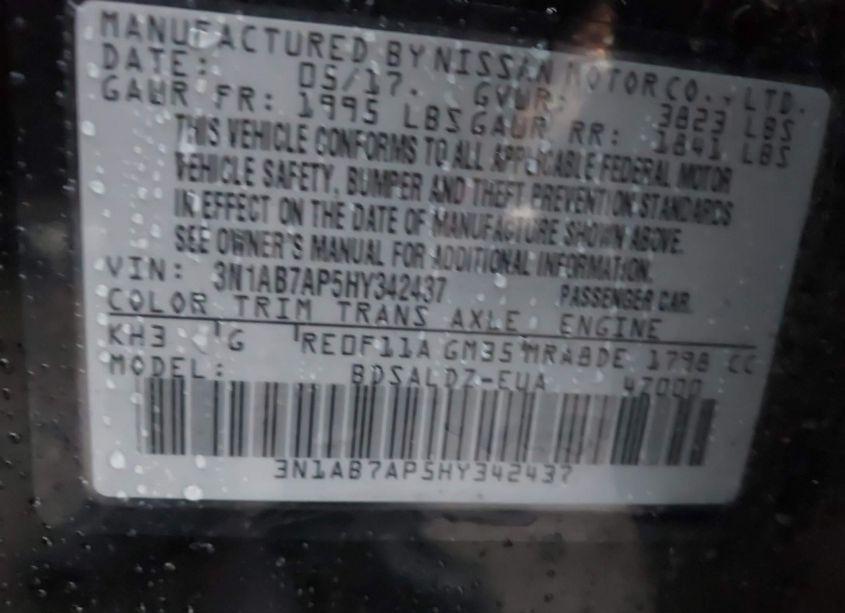 Photo 9 of 2017 Nissan Sentra SV (VIN 3N1AB7AP5HY342437)