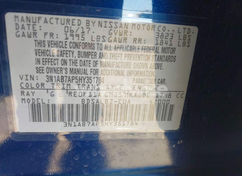 Photo 9 of 2017 Nissan Sentra S (VIN 3N1AB7AP5HY351784)