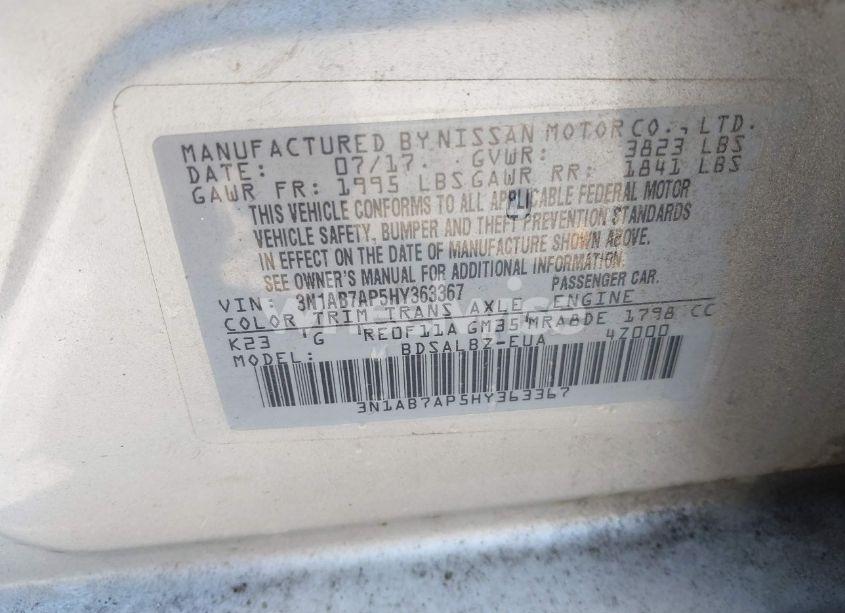 Photo 9 of 2017 Nissan Sentra S (VIN 3N1AB7AP5HY363367)