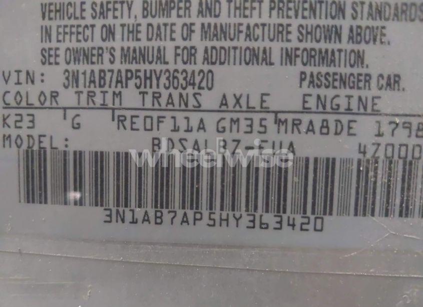 Photo 9 of 2017 Nissan Sentra S (VIN 3N1AB7AP5HY363420)