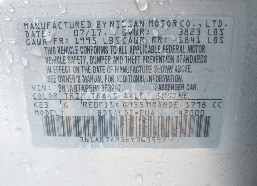 Photo 9 of 2017 Nissan Sentra SV (VIN 3N1AB7AP5HY363997)