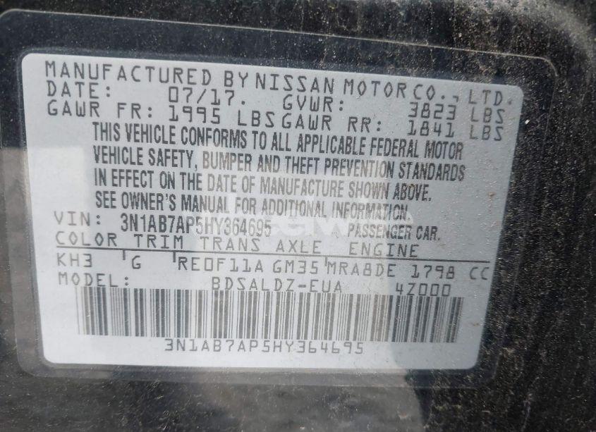 Photo 9 of 2017 Nissan Sentra SV (VIN 3N1AB7AP5HY364695)