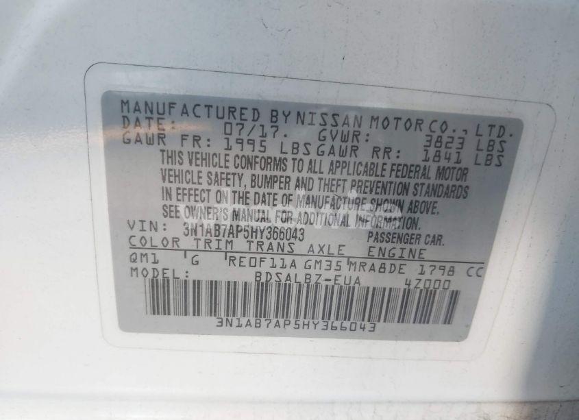 Photo 9 of 2017 Nissan Sentra S (VIN 3N1AB7AP5HY366043)