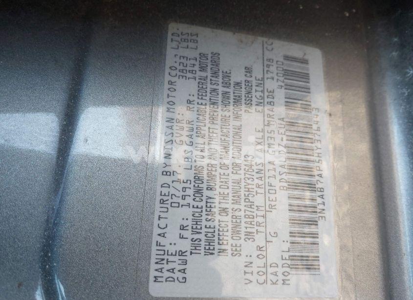 Photo 9 of 2017 Nissan Sentra SV (VIN 3N1AB7AP5HY376443)