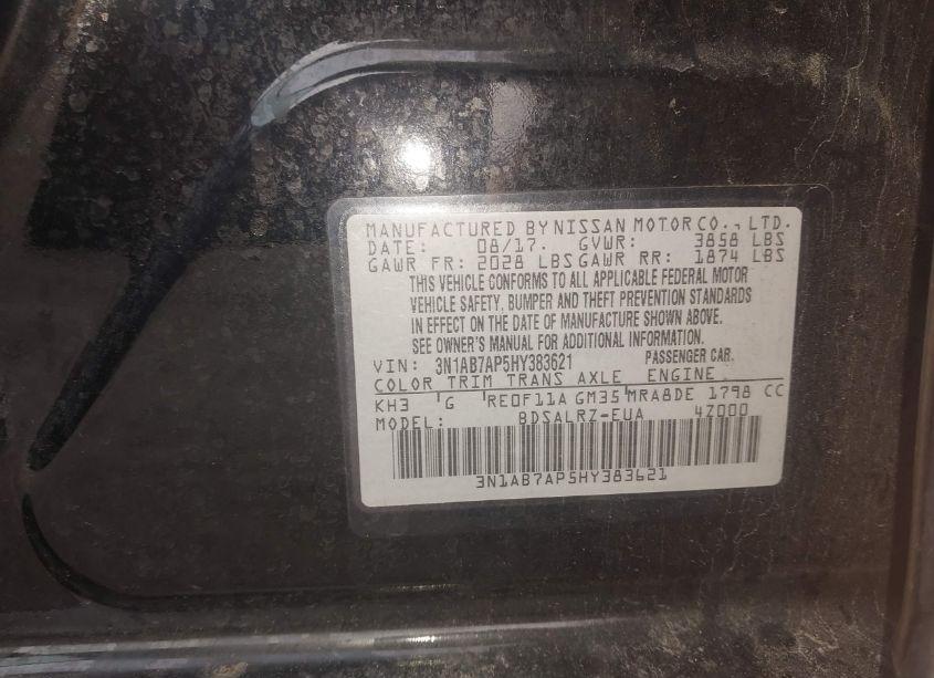 Photo 9 of 2017 Nissan Sentra SR (VIN 3N1AB7AP5HY383621)