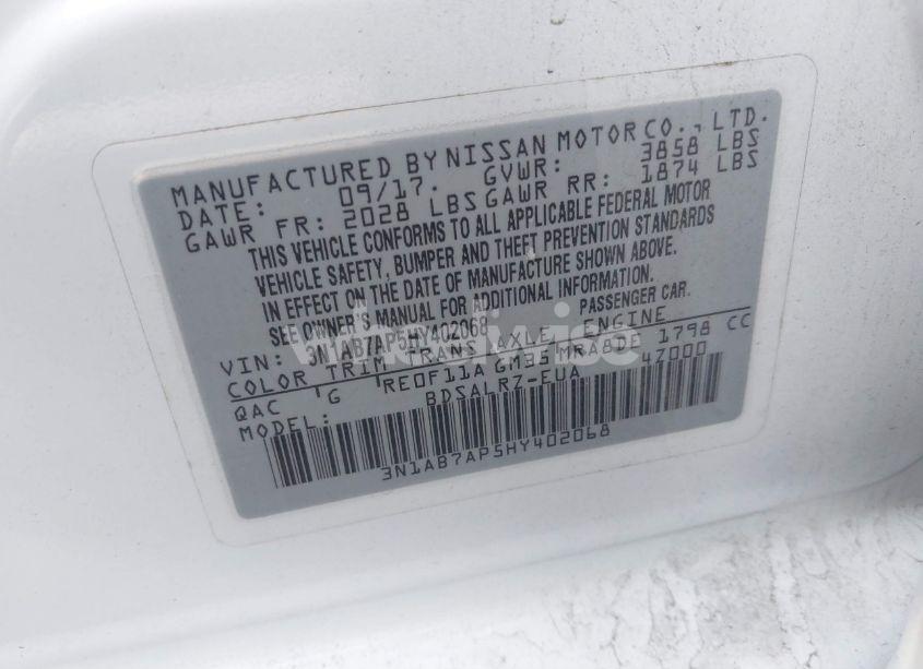 Photo 9 of 2017 Nissan Sentra SR (VIN 3N1AB7AP5HY402068)