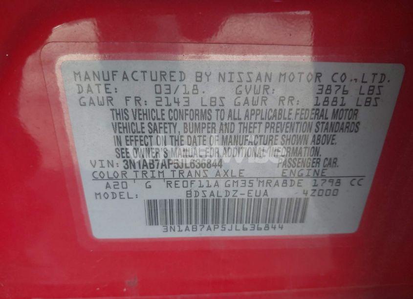 Photo 9 of 2018 Nissan Sentra SV (VIN 3N1AB7AP5JL636844)