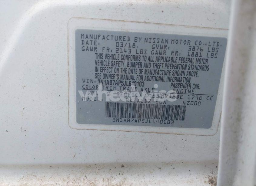 Photo 9 of 2018 Nissan Sentra SV (VIN 3N1AB7AP5JL640103)