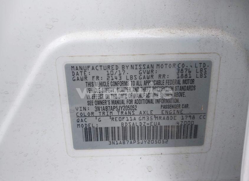 Photo 9 of 2018 Nissan Sentra SV (VIN 3N1AB7AP5JY205052)