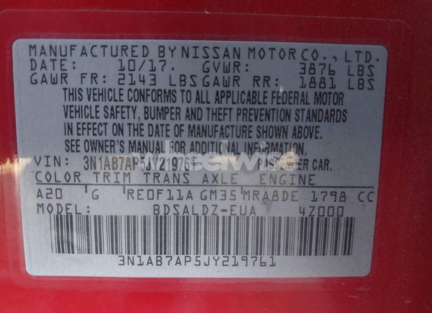Photo 9 of 2018 Nissan Sentra SV (VIN 3N1AB7AP5JY219761)