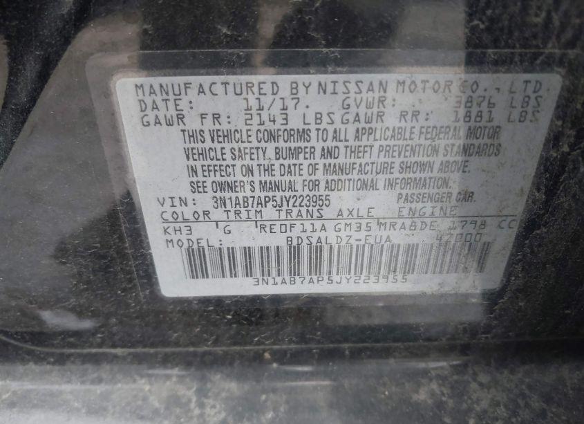 Photo 9 of 2018 Nissan Sentra SV (VIN 3N1AB7AP5JY223955)