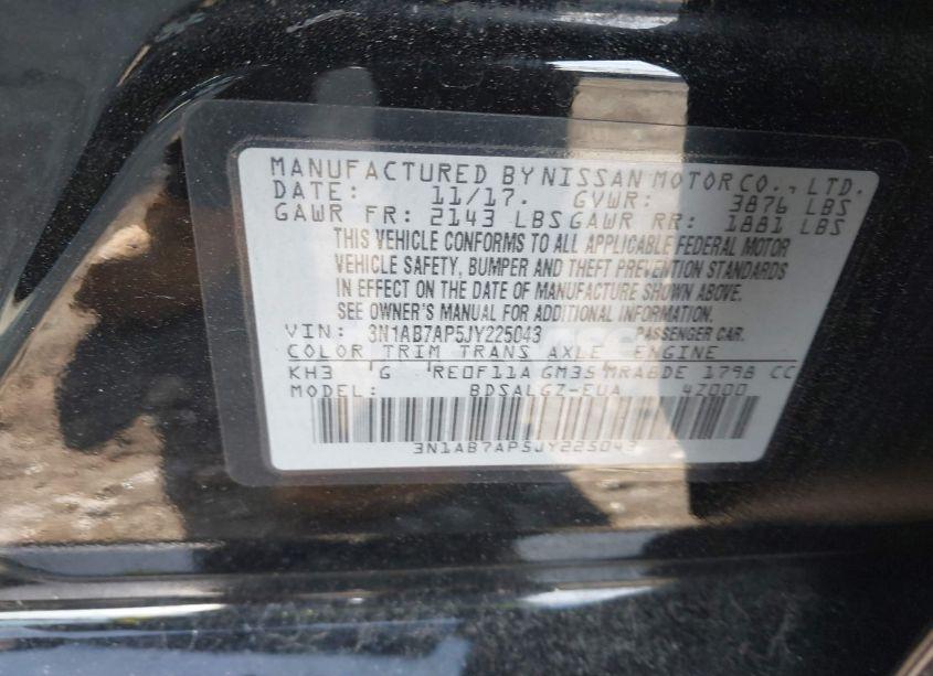 Photo 9 of 2018 Nissan Sentra SL (VIN 3N1AB7AP5JY225043)