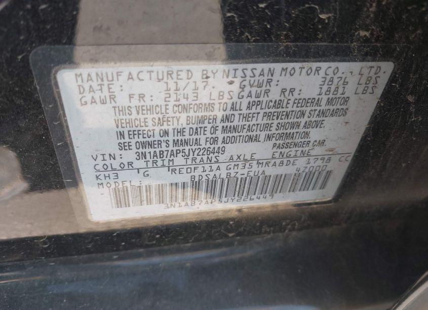 Photo 9 of 2018 Nissan Sentra S (VIN 3N1AB7AP5JY226449)