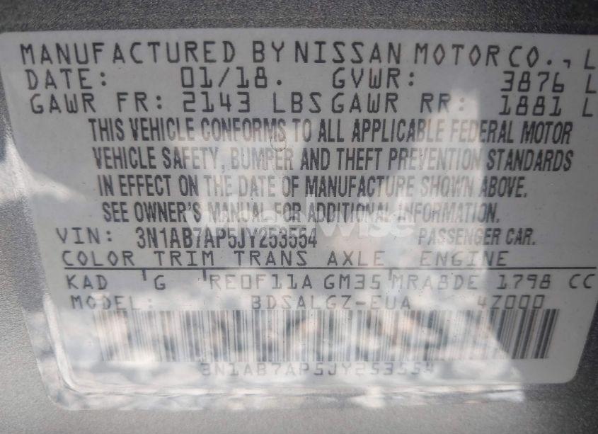 Photo 9 of 2018 Nissan Sentra SL (VIN 3N1AB7AP5JY253554)