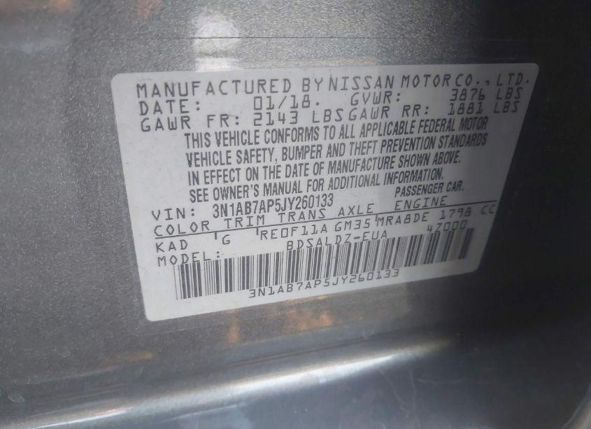 Photo 9 of 2018 Nissan Sentra SV (VIN 3N1AB7AP5JY260133)