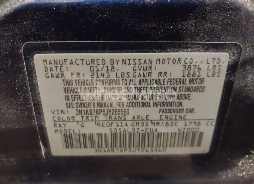 Photo 9 of 2018 Nissan Sentra SV (VIN 3N1AB7AP5JY265560)