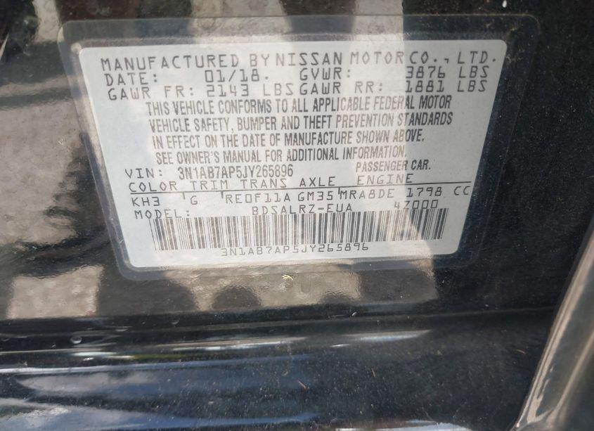 Photo 9 of 2018 Nissan Sentra SR (VIN 3N1AB7AP5JY265896)