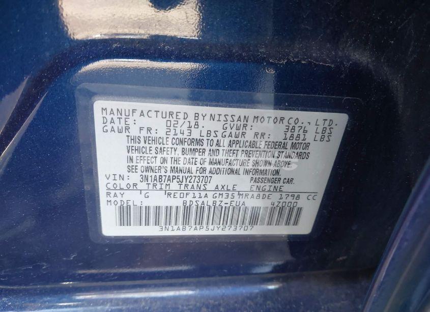 Photo 9 of 2018 Nissan Sentra S (VIN 3N1AB7AP5JY273707)