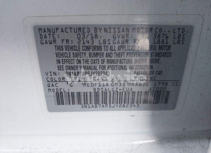 Photo 9 of 2018 Nissan Sentra SL (VIN 3N1AB7AP5JY282343)