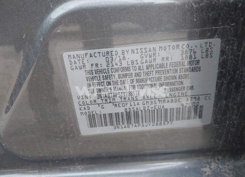 Photo 9 of 2018 Nissan Sentra SV (VIN 3N1AB7AP5JY288577)