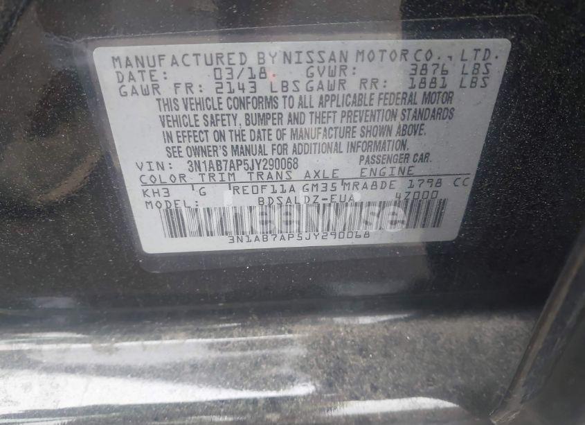 Photo 9 of 2018 Nissan Sentra SV (VIN 3N1AB7AP5JY290068)