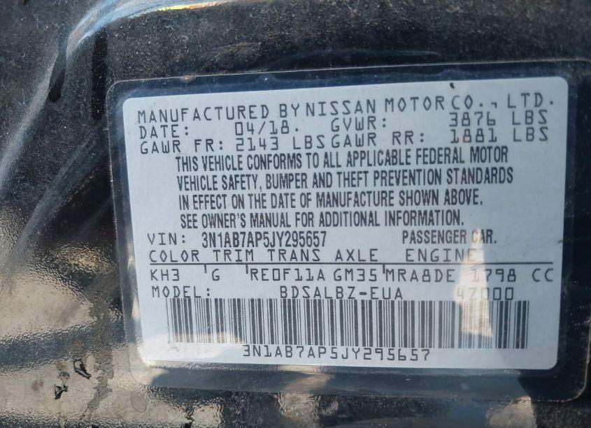 Photo 9 of 2018 Nissan Sentra S (VIN 3N1AB7AP5JY295657)