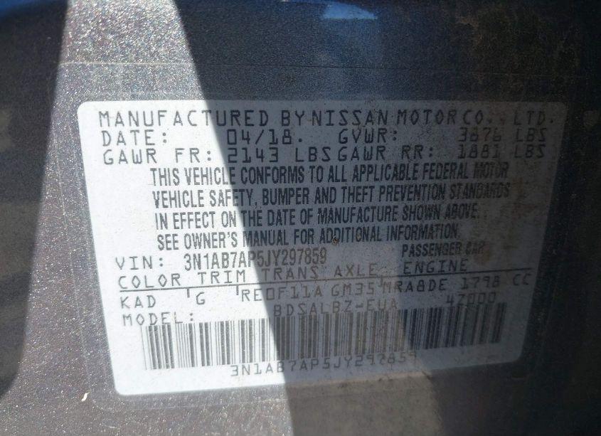 Photo 9 of 2018 Nissan Sentra S (VIN 3N1AB7AP5JY297859)