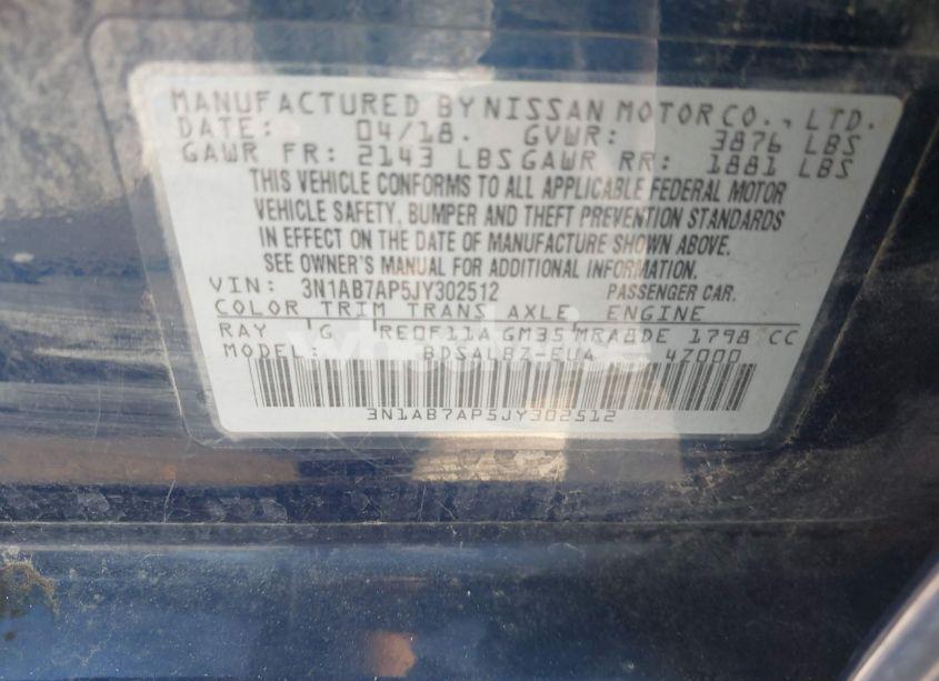 Photo 9 of 2018 Nissan Sentra S (VIN 3N1AB7AP5JY302512)
