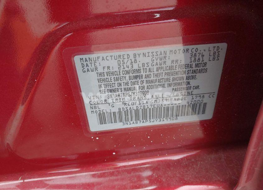Photo 9 of 2018 Nissan Sentra SV (VIN 3N1AB7AP5JY319908)