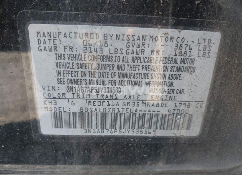 Photo 9 of 2018 Nissan Sentra S (VIN 3N1AB7AP5JY338569)