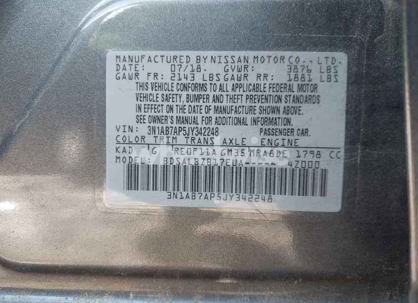 Photo 9 of 2018 Nissan Sentra S (VIN 3N1AB7AP5JY342248)