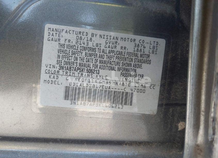 Photo 9 of 2019 Nissan Sentra SV (VIN 3N1AB7AP5KL606213)