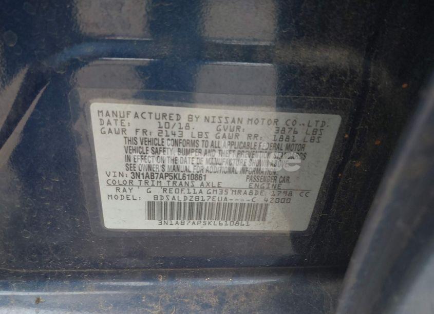 Photo 9 of 2019 Nissan Sentra SV (VIN 3N1AB7AP5KL610861)