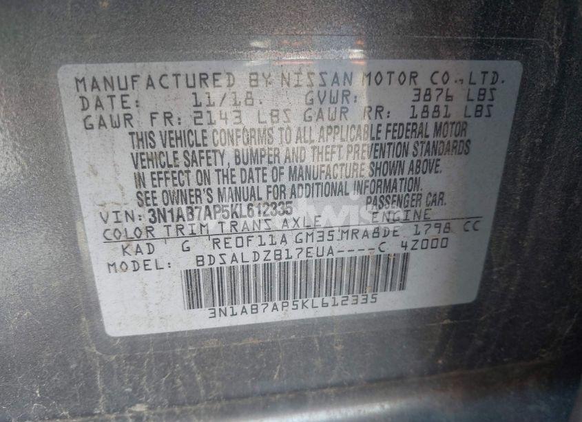 Photo 9 of 2019 Nissan Sentra SV (VIN 3N1AB7AP5KL612335)