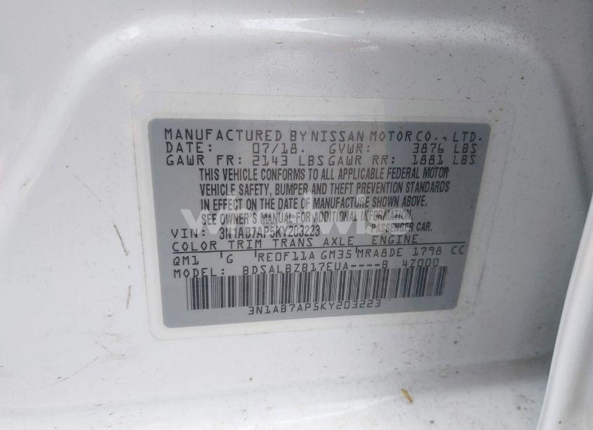 Photo 9 of 2019 Nissan Sentra S (VIN 3N1AB7AP5KY203223)