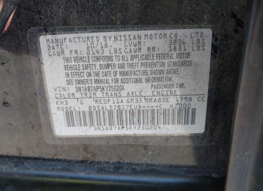 Photo 9 of 2019 Nissan Sentra SV (VIN 3N1AB7AP5KY250204)