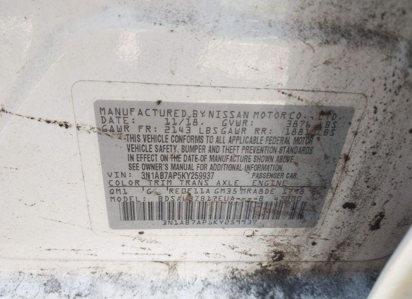 Photo 9 of 2019 Nissan Sentra S (VIN 3N1AB7AP5KY259937)