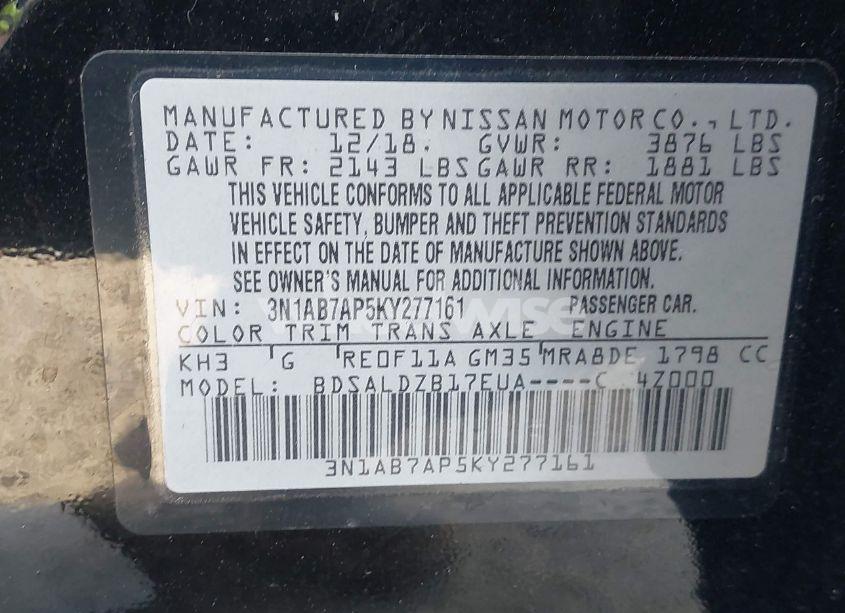 Photo 9 of 2019 Nissan Sentra SV (VIN 3N1AB7AP5KY277161)