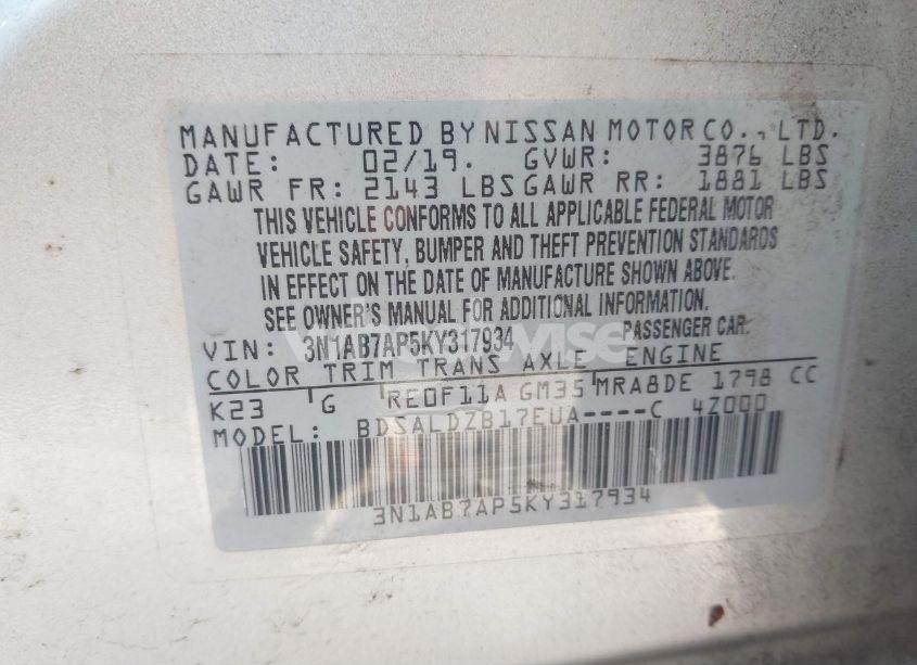 Photo 9 of 2019 Nissan Sentra SV (VIN 3N1AB7AP5KY317934)