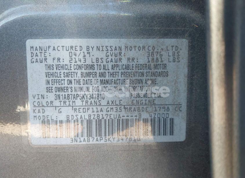 Photo 9 of 2019 Nissan Sentra S (VIN 3N1AB7AP5KY347810)