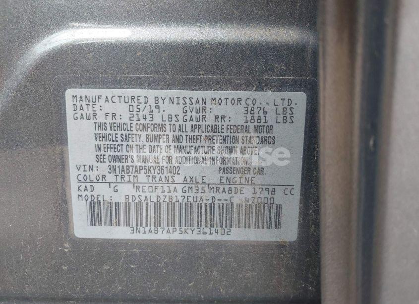 Photo 9 of 2019 Nissan Sentra SV (VIN 3N1AB7AP5KY361402)