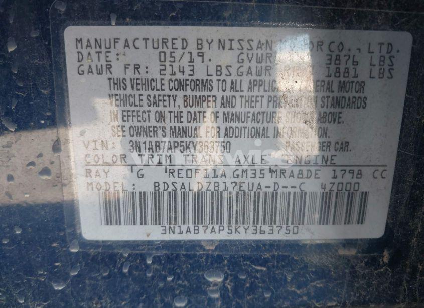 Photo 9 of 2019 Nissan Sentra N/A (VIN 3N1AB7AP5KY363750)