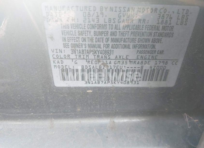 Photo 9 of 2019 Nissan Sentra S (VIN 3N1AB7AP5KY408931)