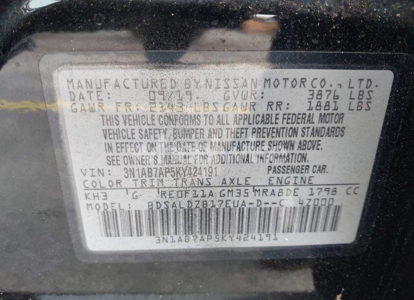 Photo 9 of 2019 Nissan Sentra SV (VIN 3N1AB7AP5KY424191)