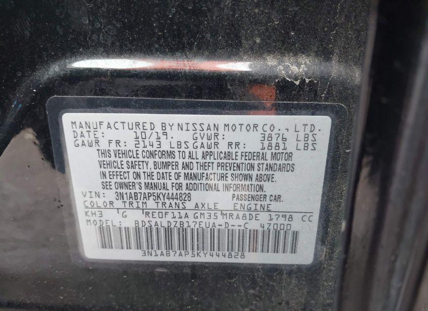 Photo 9 of 2019 Nissan Sentra SV (VIN 3N1AB7AP5KY444828)