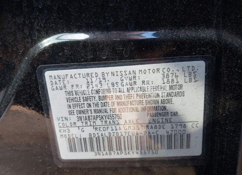 Photo 9 of 2019 Nissan Sentra SV (VIN 3N1AB7AP5KY455750)