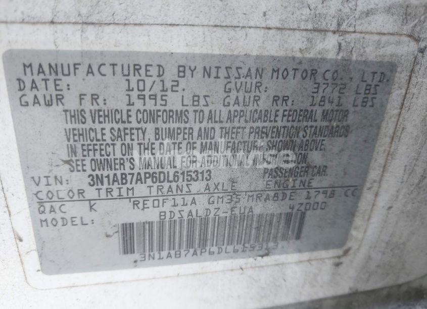 Photo 9 of 2013 Nissan Sentra SV (VIN 3N1AB7AP6DL615313)