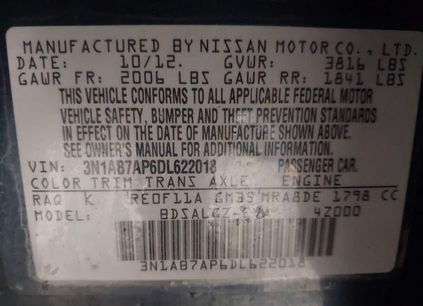 Photo 9 of 2013 Nissan Sentra SL (VIN 3N1AB7AP6DL622018)